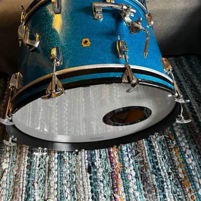 Ludwig 3 ply maple 1969 - 12,13,16,22 Blue sparkle image 3