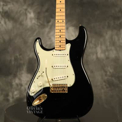 1960 Fender LEFT-HANDED Stratocaster factory assembled with '57 neck Custom Color BLACK with GOLD hardware!!! image 2