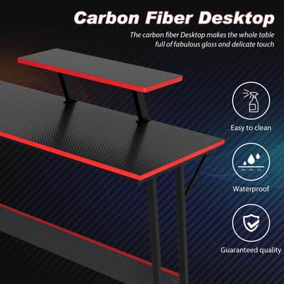 L-Shaped Music Producer Desk – Corner Computer Workstation with Raised Monitor Stand & Large Desktop image 3