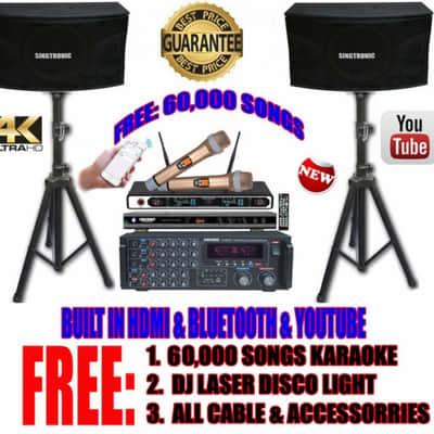 SINGTRONIC PROFESSIONAL 2000 WATTS COMPLETE KARAOKE SYSTEM PACKAGE FREE: YOUTUBE SONGS, BUILT image 1