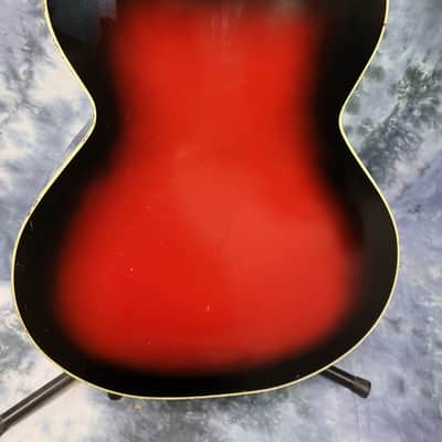 Vintage 1968 Truetone by Kay Archtop Redburst Guitar Pro Setup New Strings Soft Shell Case image 10