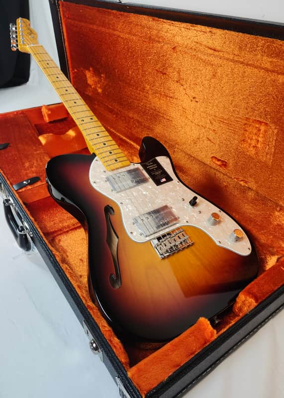 Fender American Vintage II 1972 Telecaster Thinline, Semi-Hollow Ash Body, 3-Color Sunburst, HSC image 1