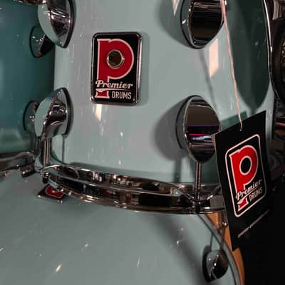 ~NEW~ Premier Elite Maple/Birch Hybrid 4-Piece 10/12/16/22 Drum Kit Set in Baby Blue Lacquer w/ Natural Gloss Bass Drum Hoops image 6