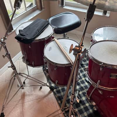 SUPER RARE Yamaha Oak Custom MIJ Trans Red 7-Piece Drums Plus Hardware! image 5