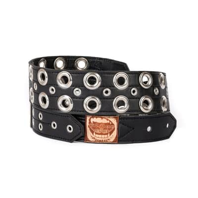 Al Bane For Leather - Tormentor 3"  Premium Leather Black Leather Guitar Strap image 3