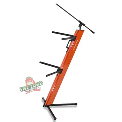 FAT TOAD 2-Tier Column Keyboard Stand with Mic Boom Arm Adapter (SlidingDJ Series) – Double Electronic Piano Tower Mount Platform – Holder for Digital Turntable, Audio Gear, Studio Synthesizer image 2