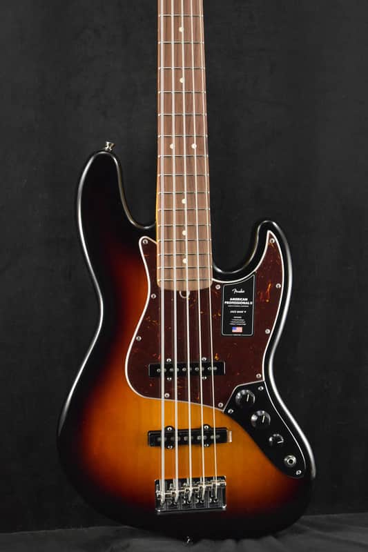 Mint Fender American Professional II Jazz Bass V 3-Color Sunburst Rosewood Fingerboard image 1