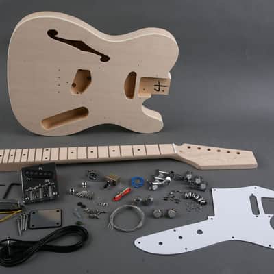 Tele Thinline Style Semi-Hollow Electric Guitar DIY Kit – Build Your Own Tele Guitar – Unfinished image 2