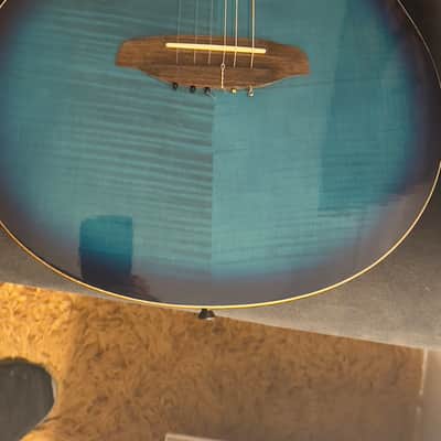 Ortega TourPlayer Series Nylon String Acoustic-Electric Guitar - RTPDLX-FMA-L, Left-handed, Flamed Mapled Blue image 24