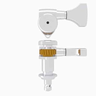 Hipshot 6K1GL0 Open Grip-Lock Guitar Machine Heads Set of 6 Inline - Chrome---chrome image 5