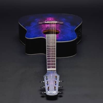 Lindo Swallow V2 Nylon Strings Electro Acoustic Guitar | Dreamcatcher 12th Fret Inlay | Purple Pink Burst | Luminlays image 11
