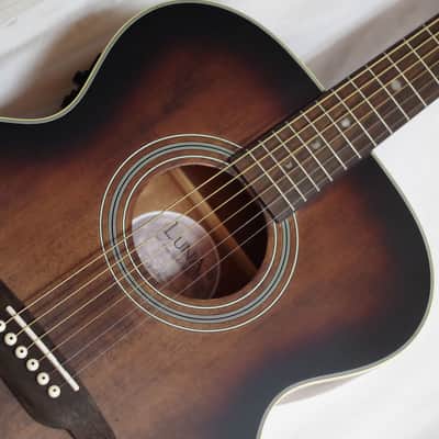 Luna Artist Vintage Jumbo distressed acoustic electric guitar NEW w/ Hard Case image 5