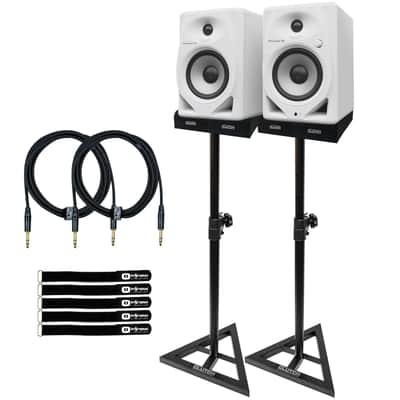 Pioneer DJ DM-50D-W/CMXEG White Studio Monitor Speakers w Stands image 1