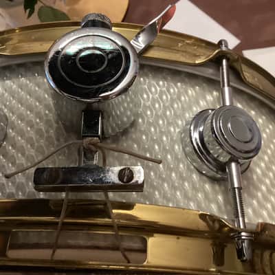 Camco  Aristocrat 14×5 white moire snare drum image 3