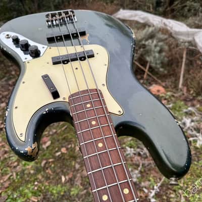 1965 Fender Jazz Bass - Charcoal Frost Metallic - Matching Headstock - OHSC image 11
