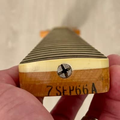 1966 Fender Jazz bass neck w/original lollipop tuners image 13