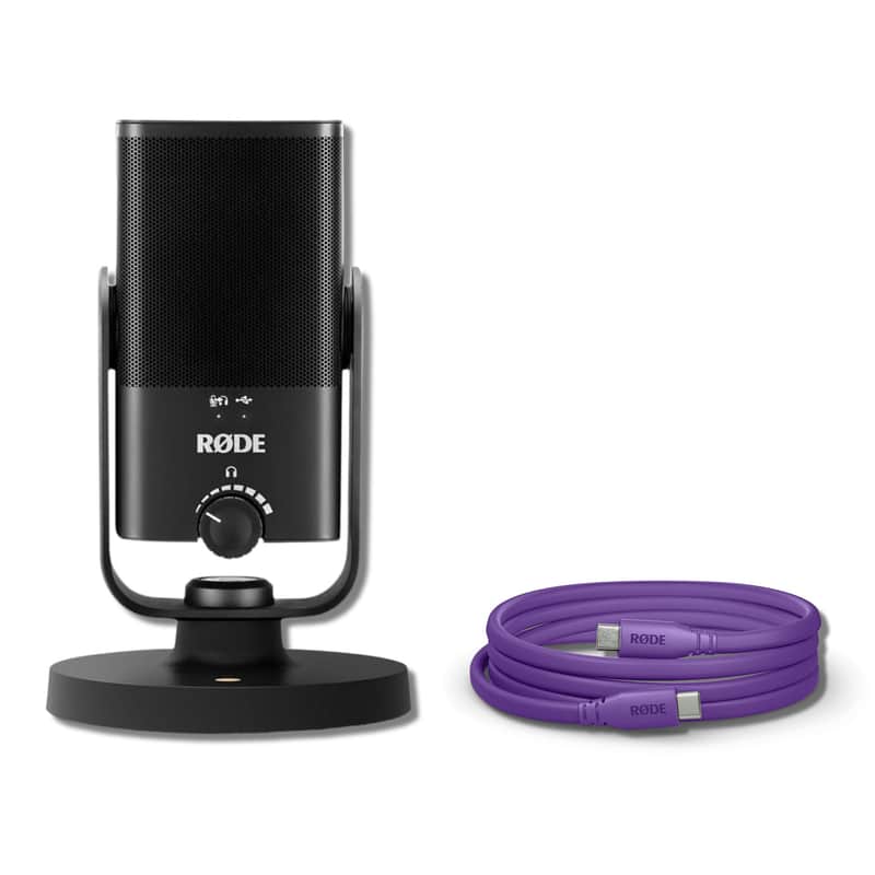 Rode NT-USB Mini USB Microphone for Podcasting, Streaming, Gaming and Vocal Recording with Rode SC17-Purple USB-C to USB-C Cable (5') image 1