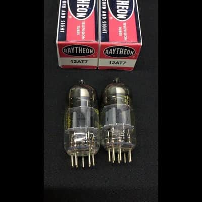 MATCHED PAIR RAYTHEON 12AT7 ECC81 Vintage Audio VACUUM TUBES Tested 8.9834 image 2