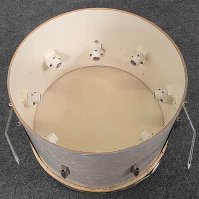 Used Vintage Gretsch Round Badge Bass Drum 22x14 White Marine Pearl - Fair image 10