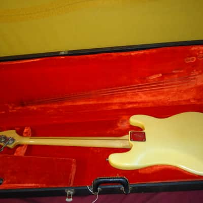 Vintage Early 1970's Oly White Fender Lefty Left Handed Precision 4 String Electric 'P' Bass in OHSC image 6