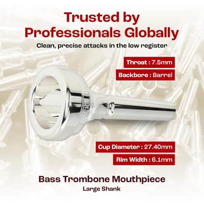 Denis Wick Classic Trombone Mouthpiece Silver Plated, 5880-12CS - V-Type Design for Balanced Tone & Smooth Response - Small Shank Fitting Trombone Accessory 24.7 x 6.5 x 6.1mm image 4