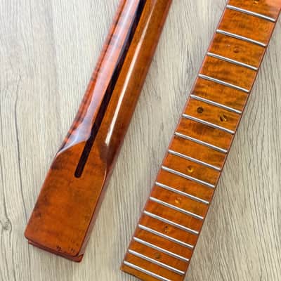 Left Handed Tiger Maple Wood Guitar Tele Style Neck, 22 Frets image 5