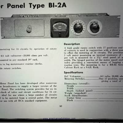 Vintage RCA Meter Panel Type BI-2A // MI 11275 with Simpson VU Meter image 11