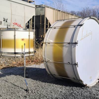 30's Ludwig White/Gold Duco 2PC (32"x16" Tube Lug BD + 16"x12" FT) Drum Set image 3