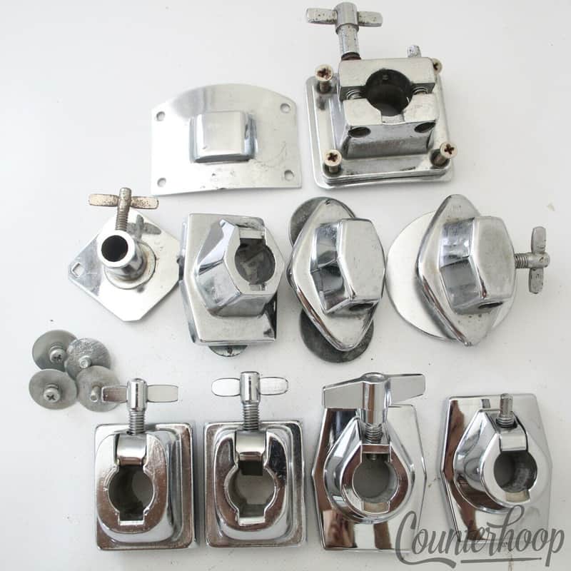 *Pearl 10x Tom Drum Mounts Japan Chrome L-Arm+Clip+Tube Post Vintage 60s-70s-80s image 1