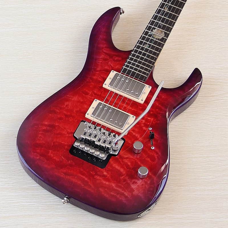 Red Custom HH Electric Guitar, Quilted Maple Top Body, Maple Neck, 24 Frets image 1