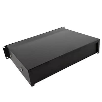 2U Pro Rack Case 19" Steel Plate Dj Drawer Equipment Cabinet W/Key Black High Qu image 5