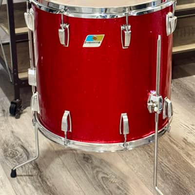 Ludwig No. 980 Super Classic Outfit 9x13 / 16x16 / 14x22" Drum Set (3-Ply) with Pointed Blue/Olive Badges 1969 - 1976 - Red Sparkle image 6