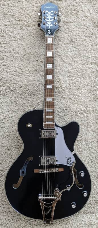 Epiphone Emperor Swingster Semi Hollow Guitar w/Bigsby, Black Aged Gloss image 1