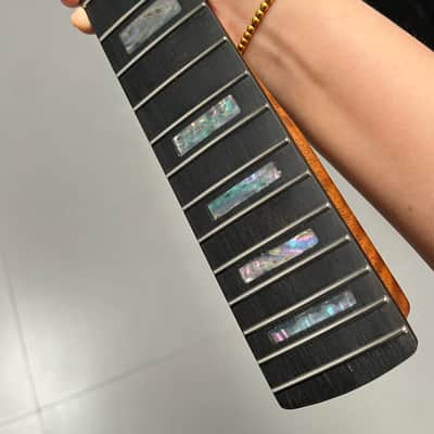 AAAAA Ebony fretboard Start Bone nut Roasted flame Maple Electric Guitar Neck Round stainless steel 22 frets Colored shell blocks Inlay satin image 5