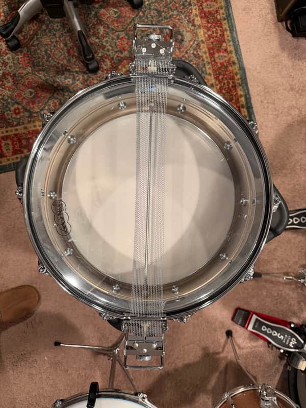 Ludwig LM411 Super-Sensitive 5x14" 10-Lug Aluminum Snare Drum 1985 - 2016 - Chrome-Plated with hard case image 1
