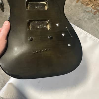 2000's Japan Jackson DKMGT Dinky Arched Top Transparent Black Flame Guitar Body Hard Tail image 14