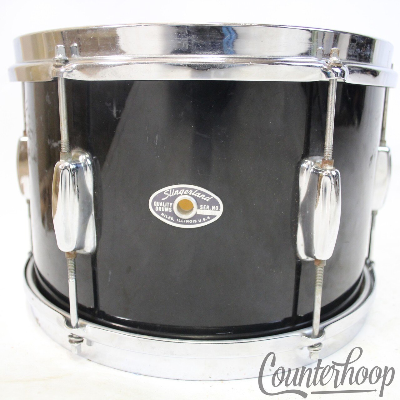 Slingerland 12x8" Tom Drum Black Beauty Stage Band 80s 5Ply Maple Set-O-Matic* — main photograph