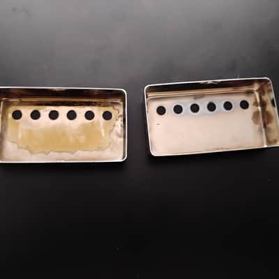 1960s Gibson Humbucker Covers Chrome For Patent Sticker pickups original vintage Matched pair parts luthier project restoration ES models, Les Paul etc image 3