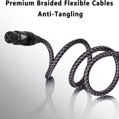 50ft XLR Cables Braided 50 ft 2 Pack - Anti-Tangling Premium XLR Patch Cables Male to Female 3 Pin image 2