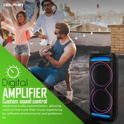Powerful Dual 15” Bluetooth Party Speaker – 100W RMS, Deep Bass, DJ Ready, LED Lights, Wireless Mic, WaveSync, Trolley Style image 4