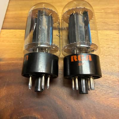 Tight current matched Pair RCA 6L6GC black plate tubes test NOS image 1