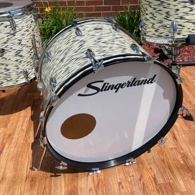 1985 Slingerland Magnum "Holland" Drum Set White Tiger Pearl 24/13/16/18 image 9