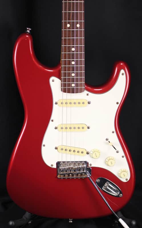 1992 Fender MIM Standard Stratocaster Vintage Tremolo Rosewood Fretboard Electric Guitar Crimson Red Metallic image 1