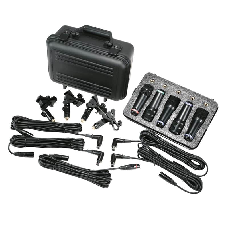 Peavey DMS-5 Drum Mic System with 5 Mics, Cables, Clamps, Case image 1