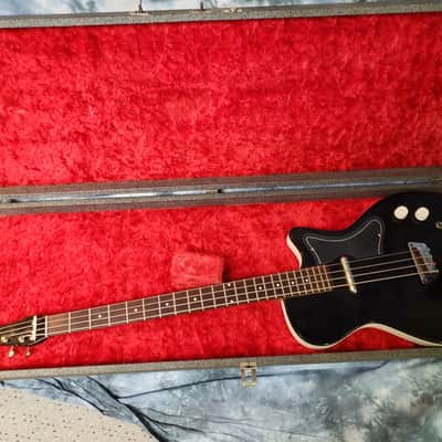 1964 Danelectro Made Silvertone Model 1444 U1 Black Short Scale Bass Guitar Orig Hard Shell Case image 19