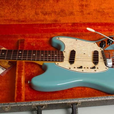 Fender Mustang Solid Body Electric Guitar (1966), ser. #179277, original grey hard shell case. image 19