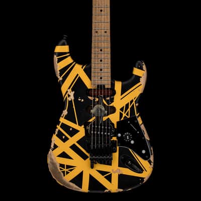 EVH Limited Edition Striped Series Frankie Aged - Black and Yellow #01164 image 3