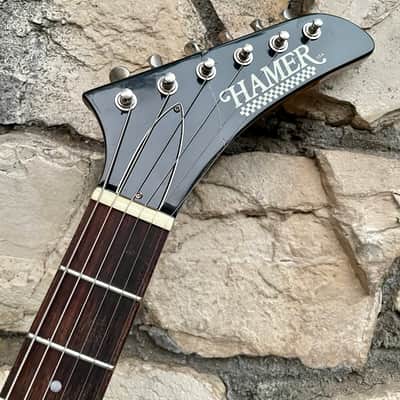 USA 2006 Hamer Korina Standard Explorer with rare checkerboard logo and original hardshell case SEE DESCRIPTION image 6