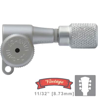 NEW Hipshot Vintage L3+R3 LOCKING Mini Tuners SET Small KNURLED Buttons 3x3 - SATIN CHROME