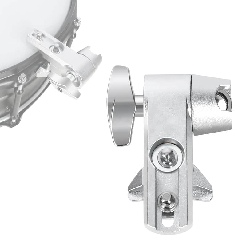 Snare Drum Hoop Clamp Multifunctional External Snare Drum Clamp Ajustable Drums Set Mountiing Clamps Drums Hoops Mounting Bracket For Cowbell, Jam Block, Tambourine, Splash Cymbal Silver image 1